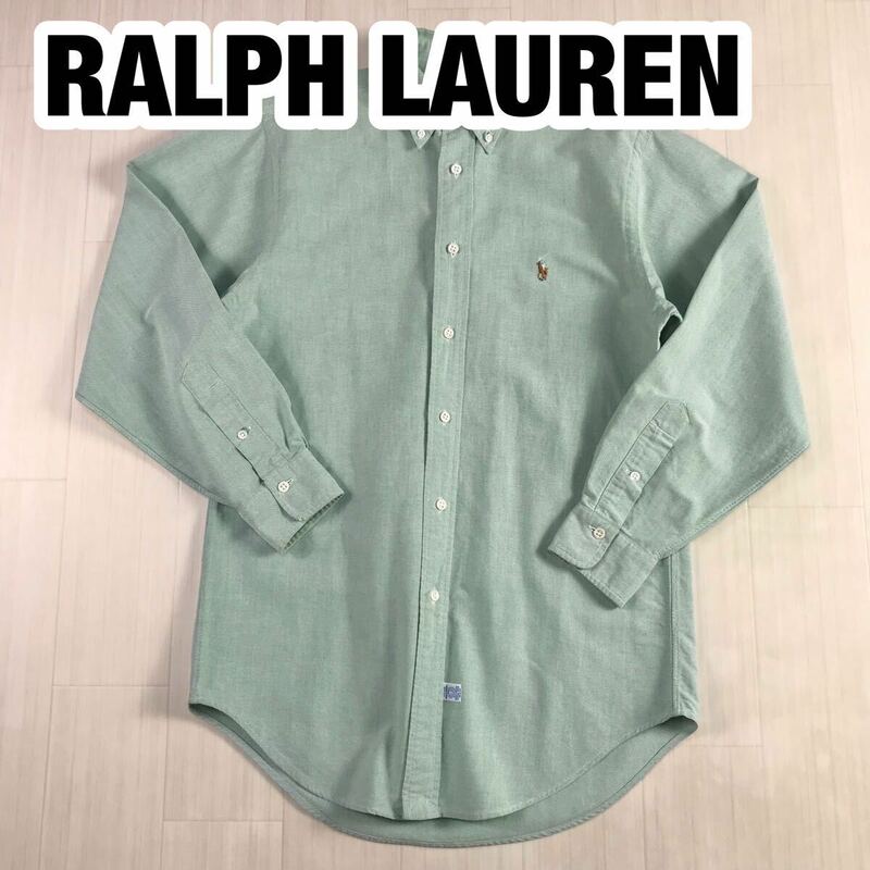 RALPH LAUREN ラルフローレン 長袖シャツ 14.5-32 ライトグリーン カラーポニー