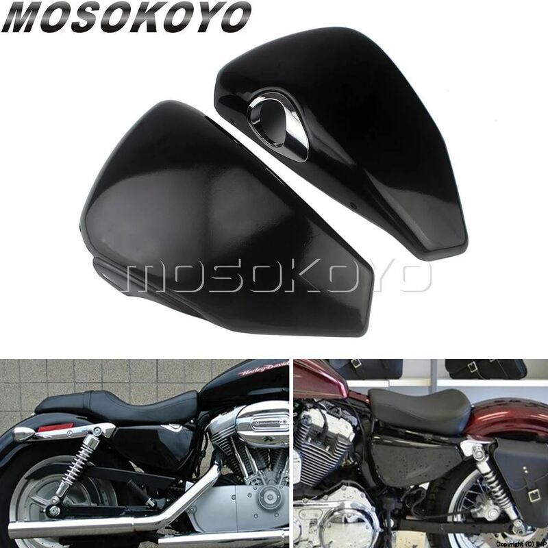 バイクバッテリー保護カバー 1ペア ハーレースポーツスター用04-13 xl883 xl1200イスターサイドオイルタンク保護カバー バッテリーカバー