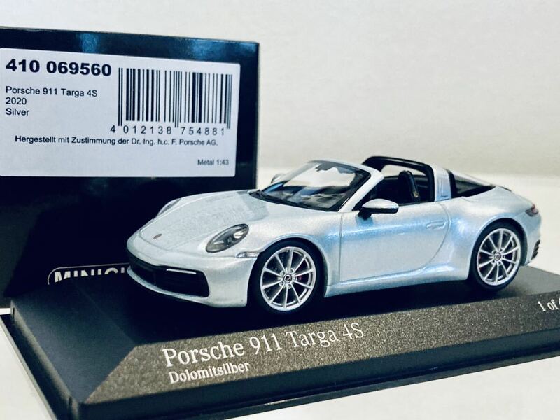 【送料無料】1/43 Minichamps Porsche ポルシェ 911 タルガ 4S (992) 2020 Silver