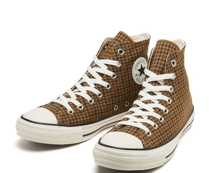 【CONVERSE】AS CHECK HI BEIGE ベージュ系　26cm