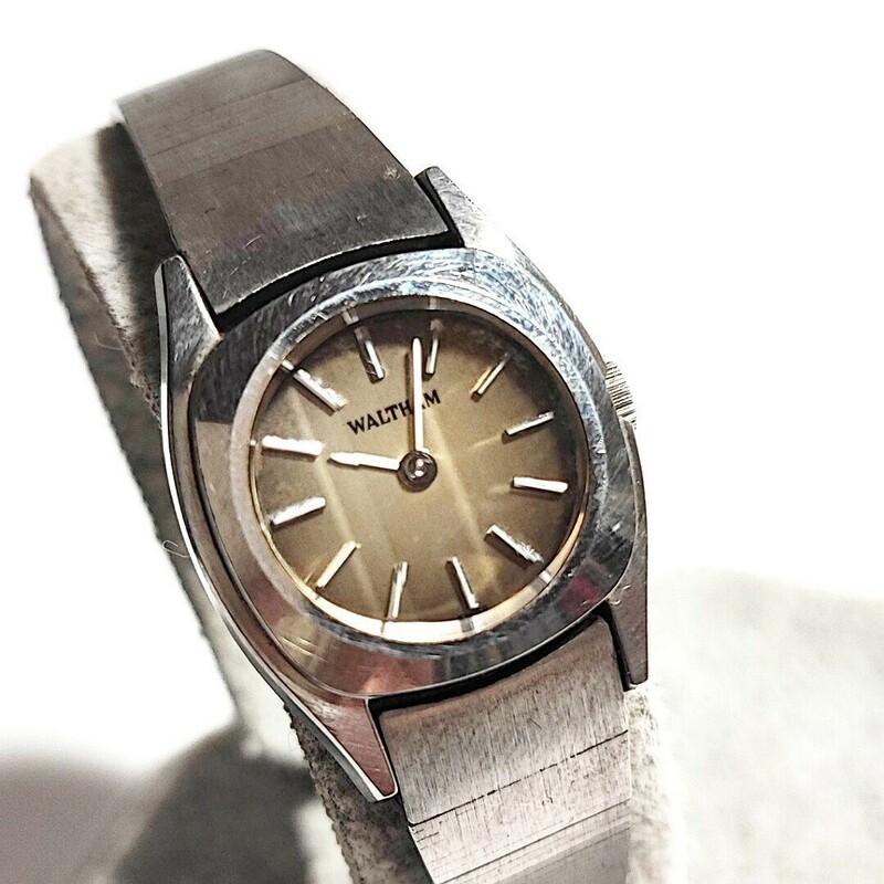 動作品 WALTHAM ウォルサム カットガラス SWISS MADE スイス製 レディース腕時計 機械式 ヴィンテージ 手巻き式 稼働品 p615