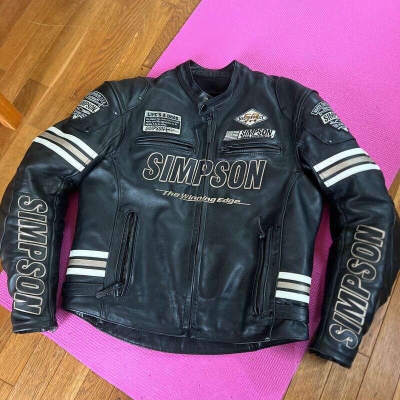 ◆SIMPSON シンプソン SLJ-5111 レザージャケット Lサイズ ブラックゴールド USED品◆