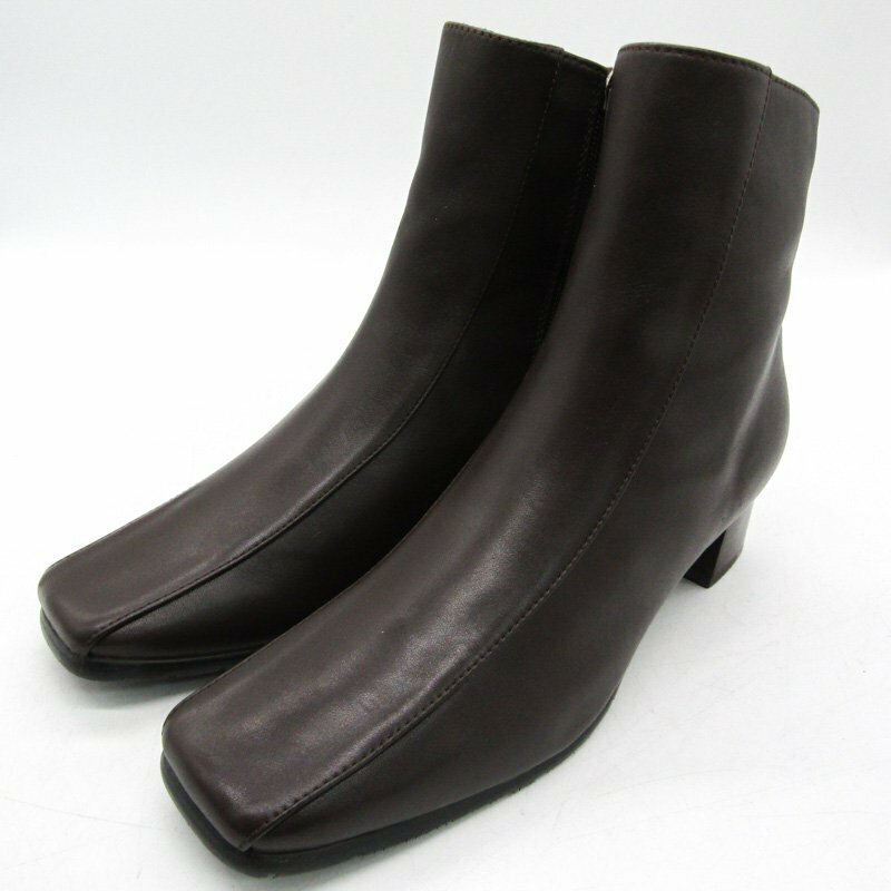 リーガル ショートブーツ 美品 スクエアトゥ 本革 レザー ブランド 靴 シューズ レディース 24.5サイズ ブラウン REGAL