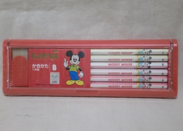 未開封★三菱鉛筆 UNI かきかた ミッキーマウス 筆箱 鉛筆6本セット★昭和レトロ ディズニー