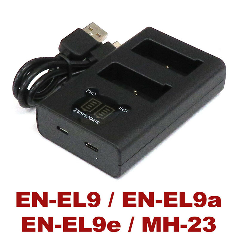 EN-EL9 EN-EL9a EN-EL9e Nikon ニコン 互換デュアルUSB充電器　MH-23 純正バッテリーも充電可能 D40 D40X D60 D3000 D5000