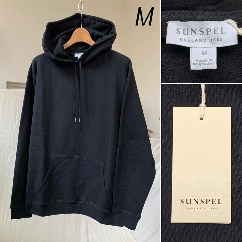 新品 サンスペル SUNSPEL ループバック スウェット プルオーバー フーディー M 黒 ブラック メンズ Loopback Cotton パーカー 送料無料