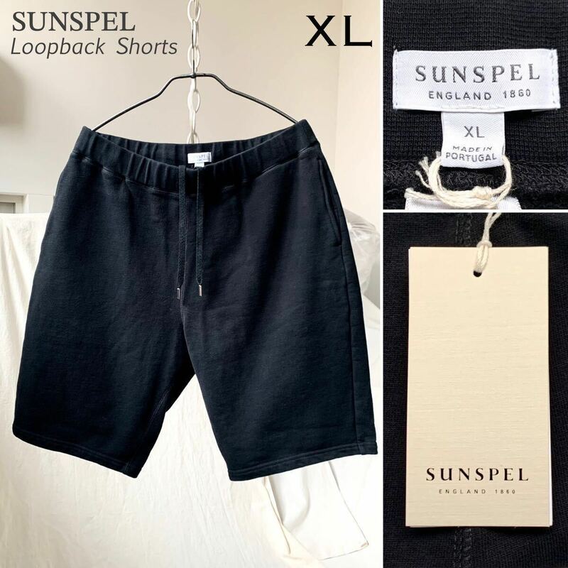 XL 新品 サンスペル SUNSPEL 定番 ループバック スウェット ショーツ 黒 ブラック メンズ パンツ Loopback Shorts ショートパンツ 送料無料