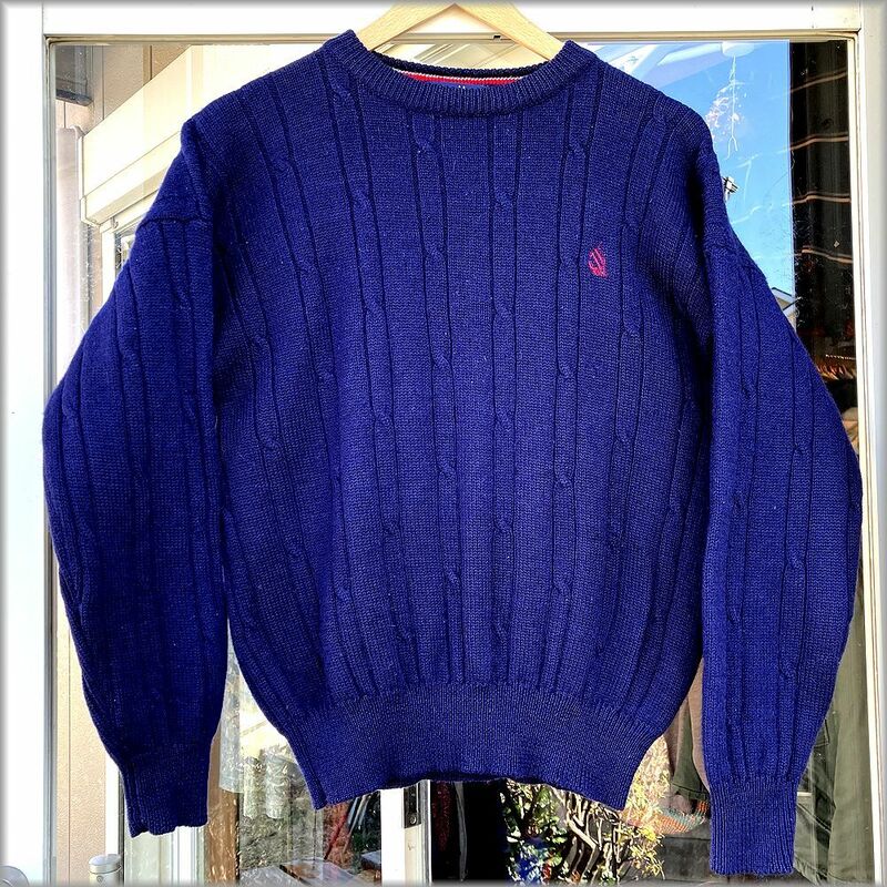 ★ノーティカ　NAUTICA　90s　長袖　ニット　セーター　size S　紺色★検 ビンテージ アメリカ 古着 ジャケット シャツ ウール