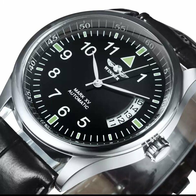 腕時計 メンズ 機械式 WINNER 海外ブランド 高級 自動巻き レザーストラップ 防水 luminous hands ビジネス スポーツ