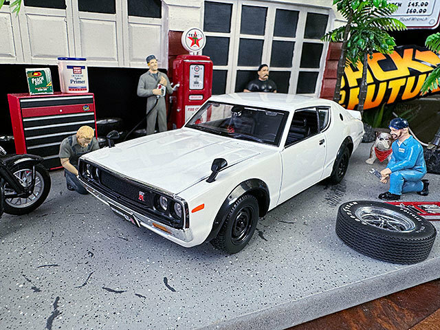 マイスト　1973年ニッサン　スカイライン　GT-R　ケンメリ　KPGC110　（ホワイト）　ダイキャストミニカー　1/24スケール