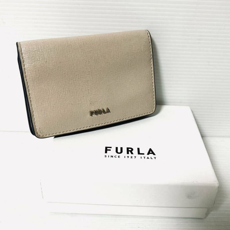 【BOX付】FURLA フルラ　カードケース 定期入れ レザー 本革　ピンクベージュ　＊63
