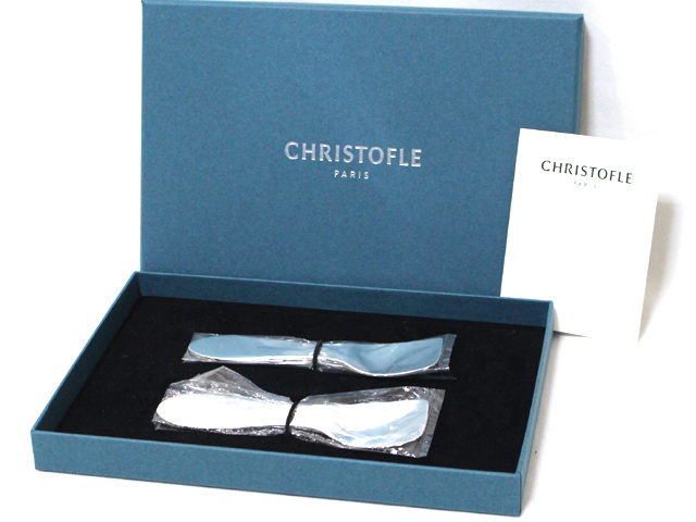 新品 未開封 Christofle クリストフル シルバー　アイスクリーム スプーン 2本セット 約10cm ケース付き 純銀メッキ