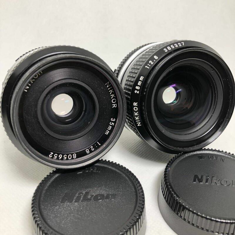 Nikon ニコン カメラレンズ 2点　まとめ　NIKKOR 28mm 1:2.8　/　NIKKOR 35mm 1:2.8　一眼レフ　レンズ