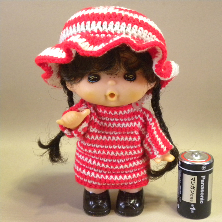 1970年代 当時物 ワタナベトーイ 昭和レトロ 女の子 ソフビ 人形 ( 古い 昔の ビンテージ レトロ ファンシー 雑貨 グッズ )