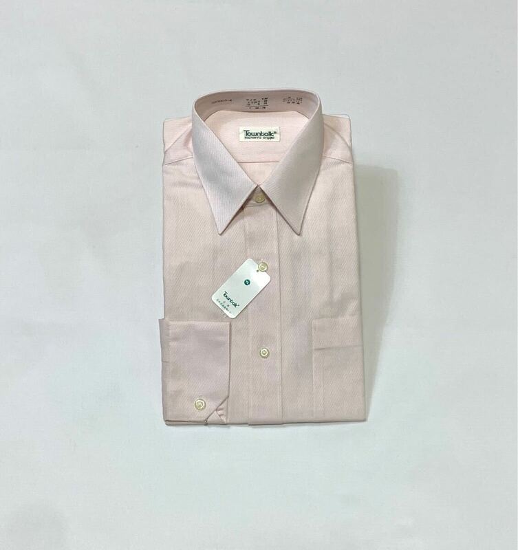 (未使用) Towntalk // 長袖 斜めシャドーストライプ柄 シャツ・ワイシャツ (ライトピンク系) サイズ 39-78 (M)