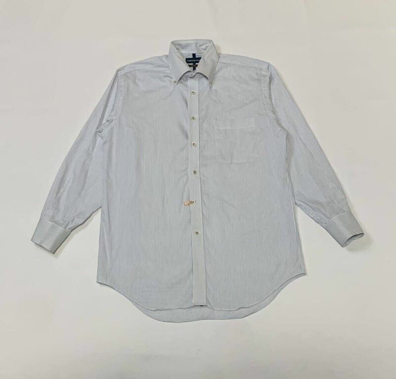 CHRISTIAN ORANI クリスチャンオラーニ // SUPER EASYIRON 長袖 ストライプ柄 ボタンダウン シャツ・ワイシャツ (白×ブルー系)サイズ L-82