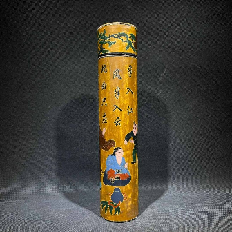 3~DM6166 中国骨董 人間国宝 古代木工芸品 彫刻品 【清代の大漆蒔絵の手紙筒です】 時代物 本物 珍品旧蔵 伝世家珍