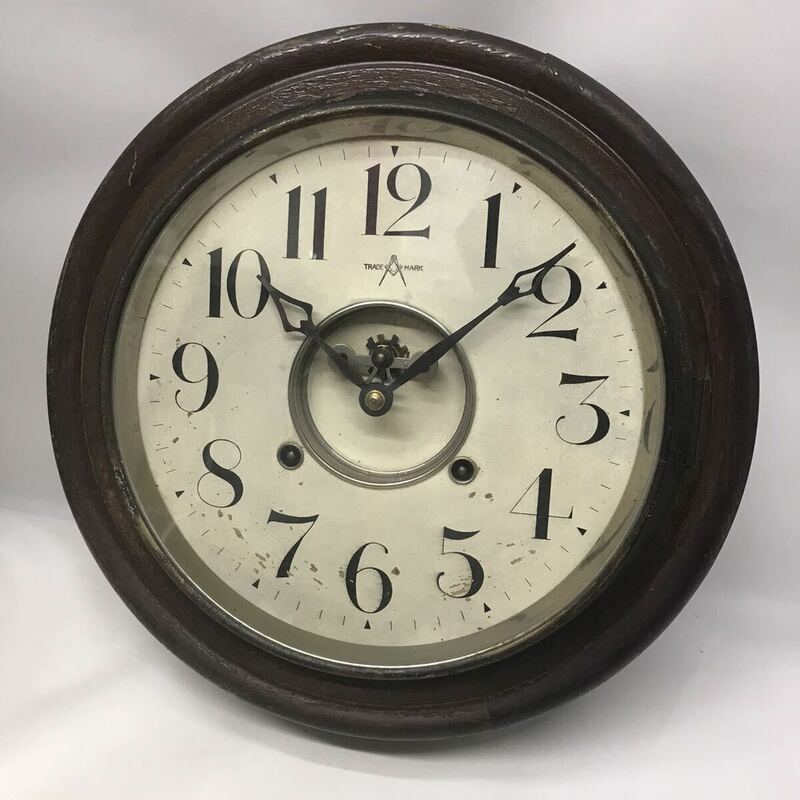 CONPASS コンパス時計工場　丸時計 直径33cm 柱時計 掛時計 ゼンマイ式 振り子 アンティーク ヴィンテージ 丸型 レトロ 昭和レトロ 古時計