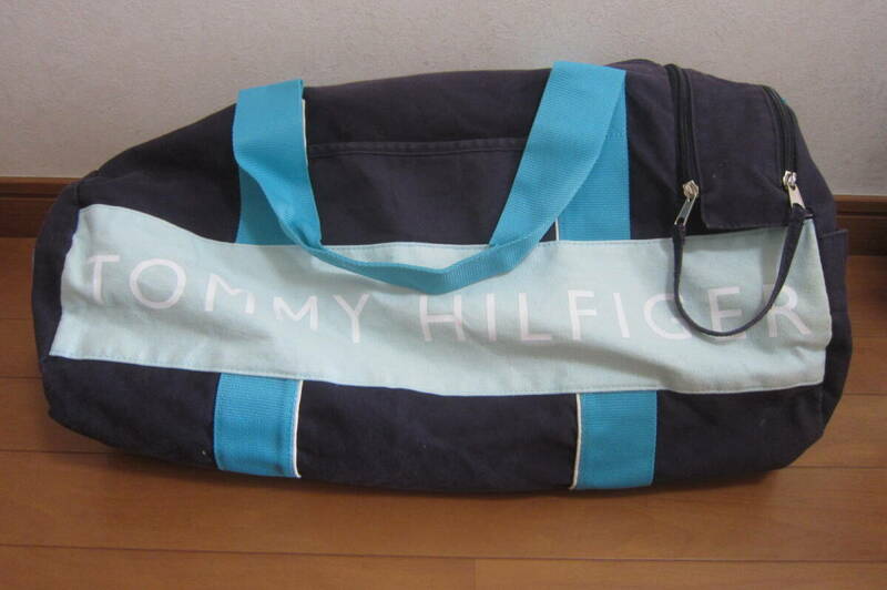 TOMMY HILFIGER トミーヒルフィガー ボストンバッグ ドラムバッグ 旅行かばん 水色×紺 O2403C