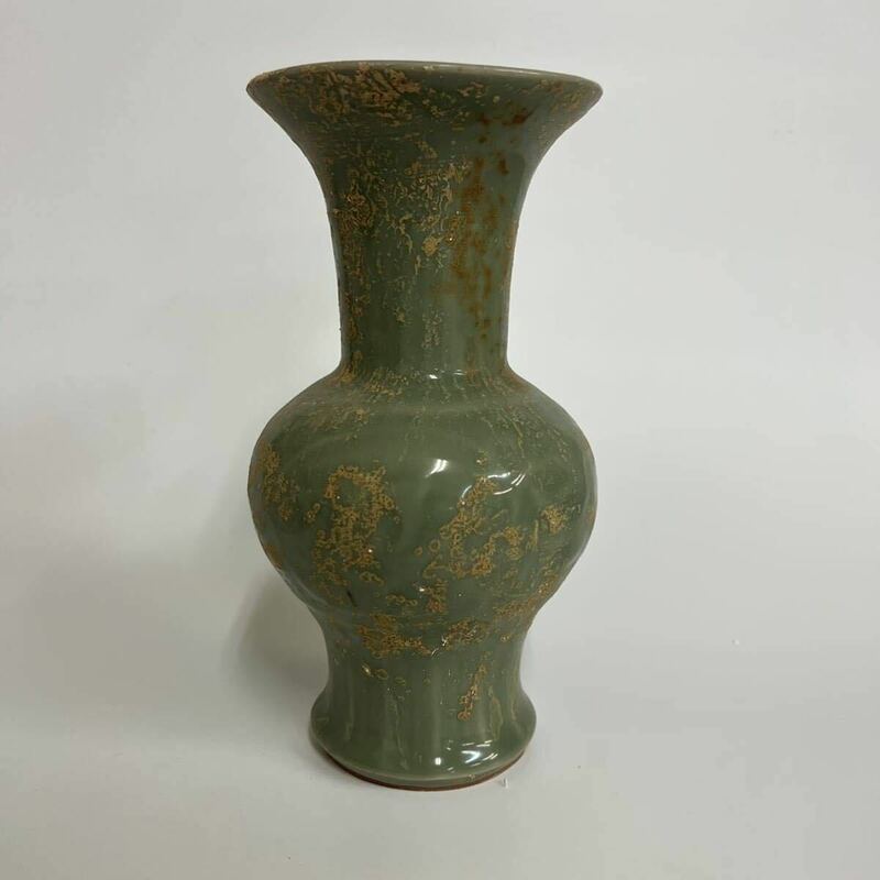中国 古玩 宋 龍泉窯 梅子青 青磁 花瓶 古美術 唐物 高さ23cm