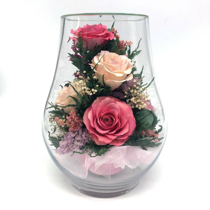 Pure Flower 薔薇 プリザーブドフラワー ドライフラワー 枯れない花 ガラスケース フラワードーム TOEI（管13418）