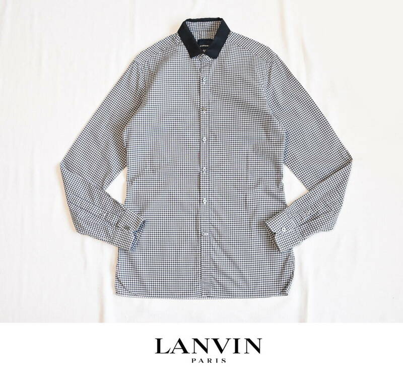 LANVIN（ランバン）“main line” ギンガムチェック襟切り替えシャツ size38 イタリア製 メインライン