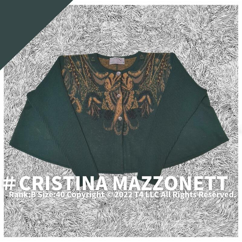 【美品】CRISTINA MAZZONETT イタリア製 ニットカーディガン モスグリー ヴィンテージ古着 ×1845