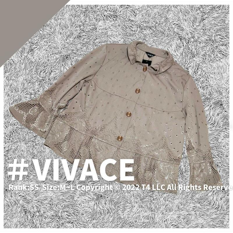 VIVACE ブラウス M〜L 新品タグ付き 茶色 ブラウン 肩パット 長いシーズン 替えボタン付き ×1914