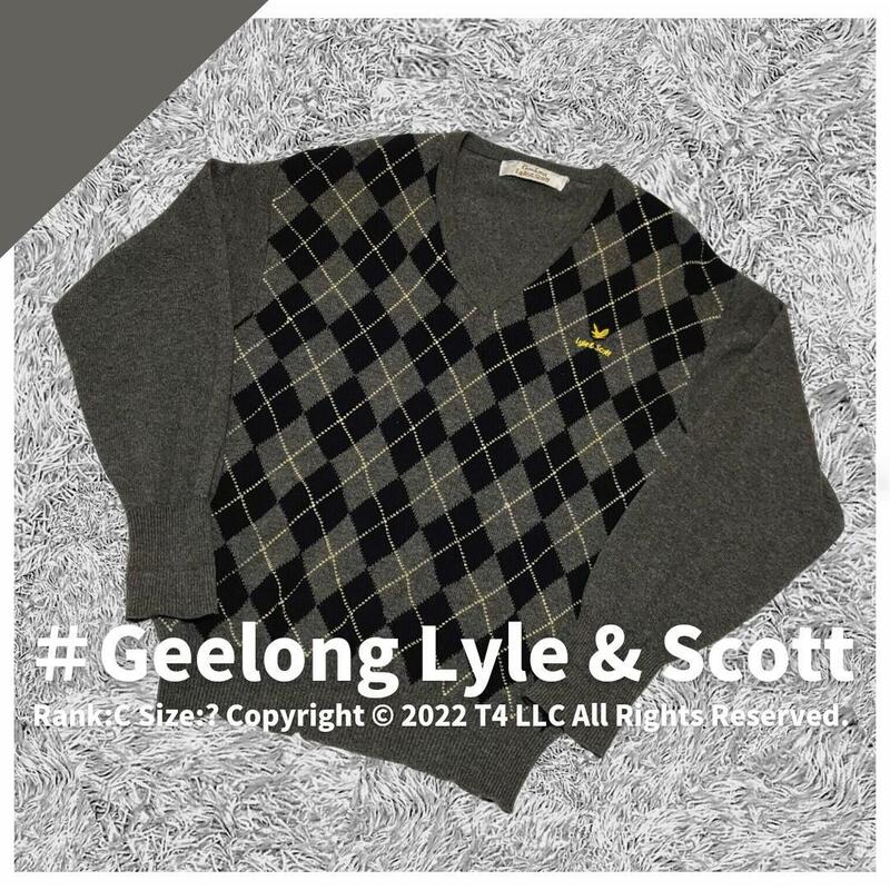 Geelong Lyle & Scott セーター アーガイル柄 穴 グレー 表記 Mサイズ 合わせやすい 羊毛混素材 ×1980