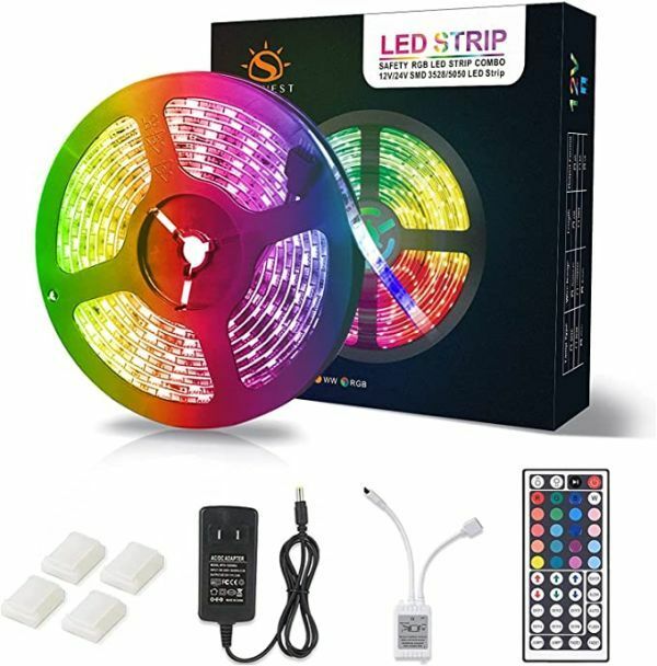 LEDテープライト RGBテープ SMD5050 5m 300LED 44キーリモコン LEDテープ ストリップライト ledライト DIY 防水防塵 両面テープ 正面発光