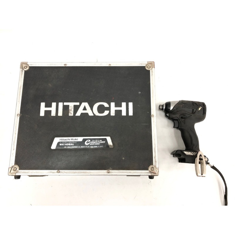 ▼▼ HITACHI 日立 電動工具 コードレス式 14.4V インパクトドライバ 充電器・充電池3個・ケース付 WH14DBAL ブラック 傷や汚れあり