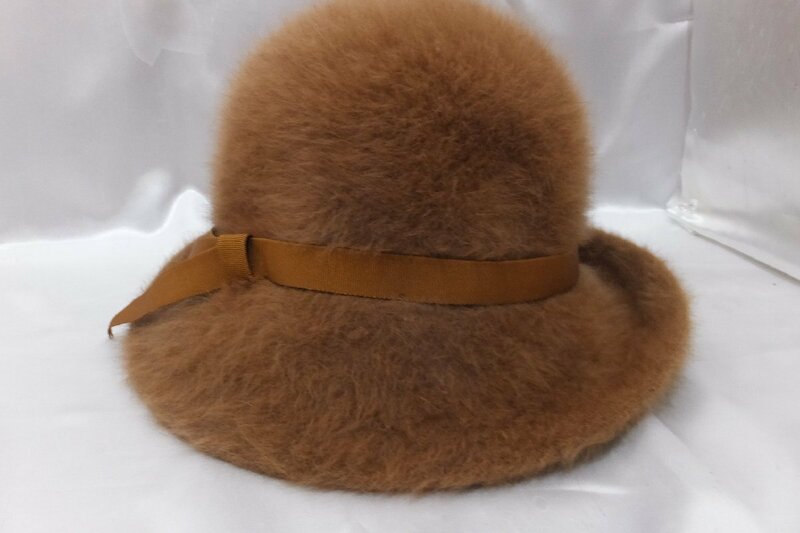 KANGOL リボン付きファーハット CLAIRE FURGORA イギリス製 ブラウン系 帽子