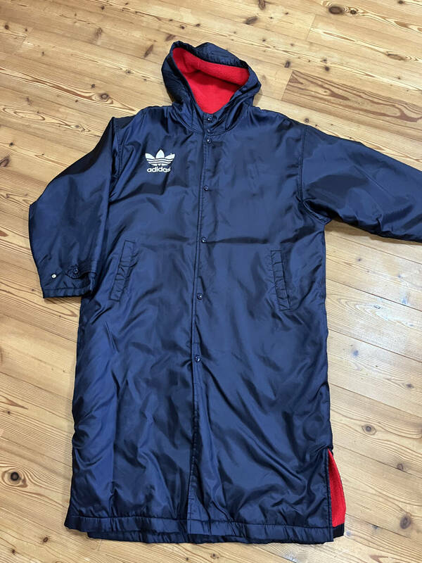 ★★USED ユーズド アディダス ベンチコート ベンチウォーマー旧ロゴ Lサイズ ネイビー adidas デサント★★