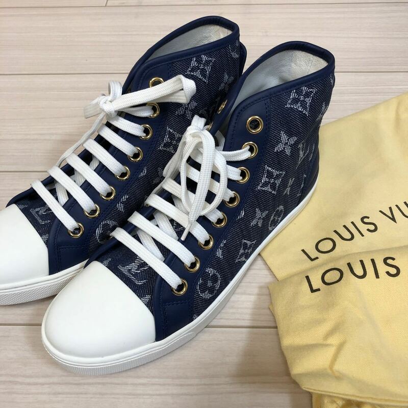 希少！LOUIS VUITTON ステラーライン　モノグラム デニム　ハイカットスニーカー　36 2/1