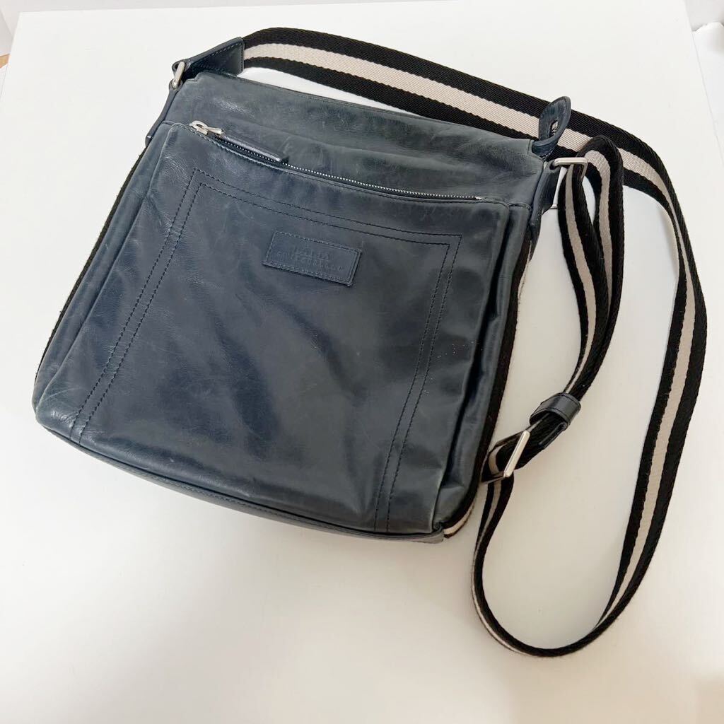BALLY バリー クロスボディ レザー トレインスポッティング ショルダーバッグ ネイビー 中古
