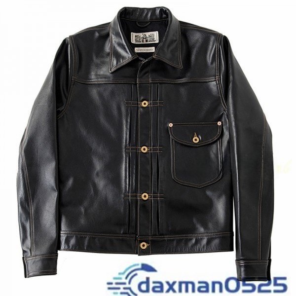 ホースハイド 1930　カウボーイタイプ Gジャン ライダース レザージャケット ブラック　 Lサイズ　 1st ファースト 馬革 　北米産　茶芯