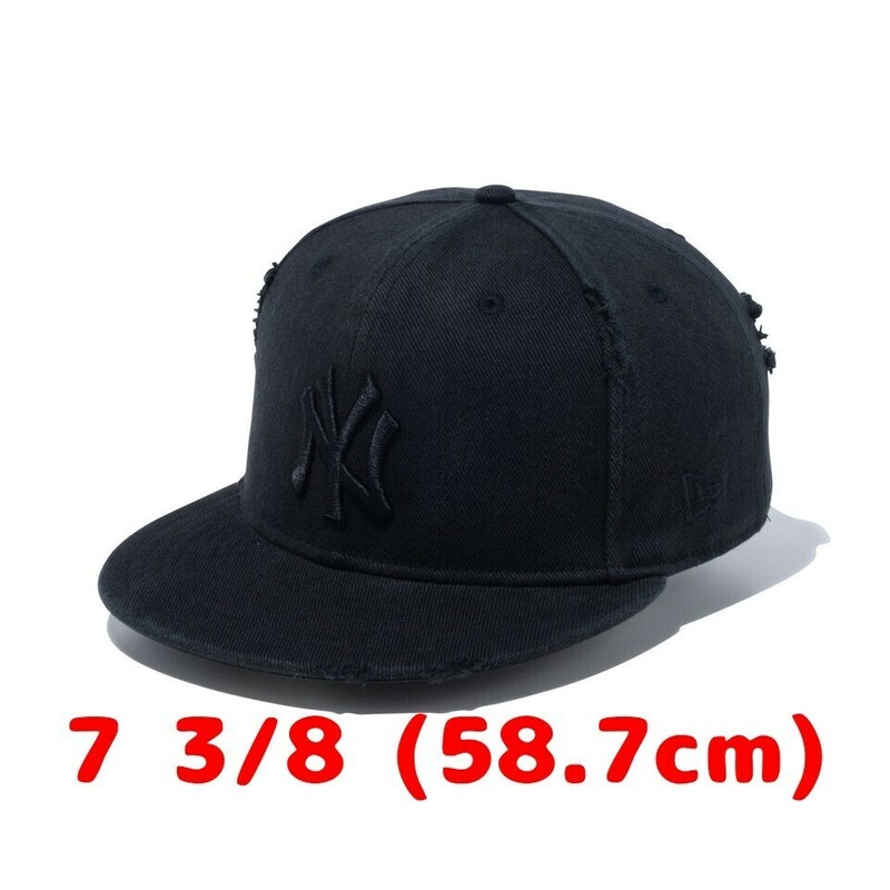 【送料込・新品】 NEW ERA 59FIFTY ヤンキース ブラックデニム ダメージ加工 サイズ7 3/8 (58.7cm)