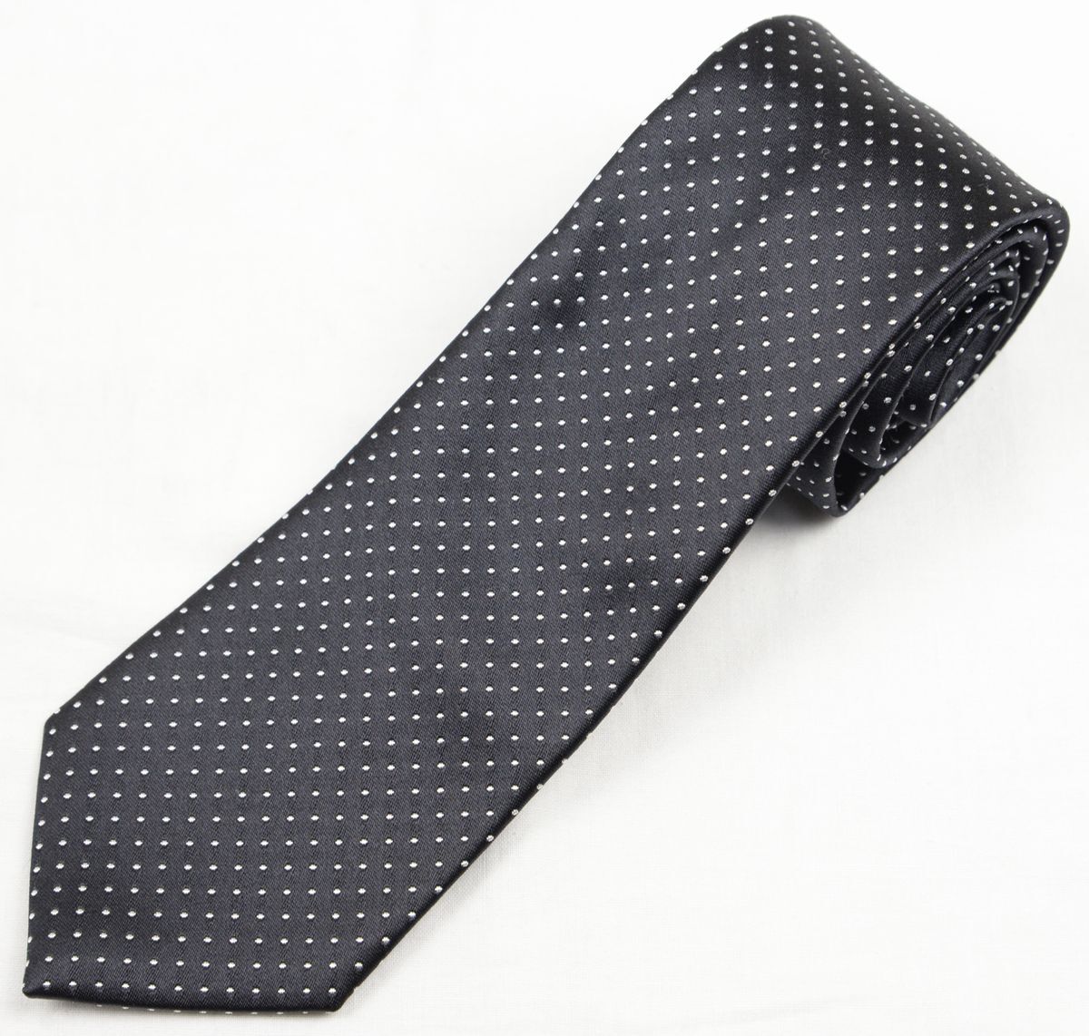 ●J.PRESSネクタイ(ドット,黒・銀小ドット,日本製,HANDMADE)新品