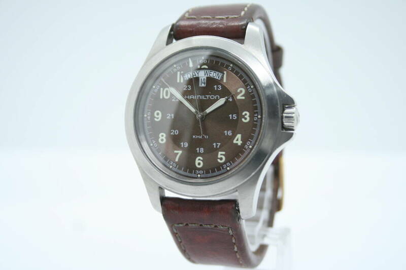 【美品 保障付 動作確認済】Hamilton Khaki Field H644510 Day/Date Quartz Black Dial Mens ハミルトン カーキ デイデイト #T211