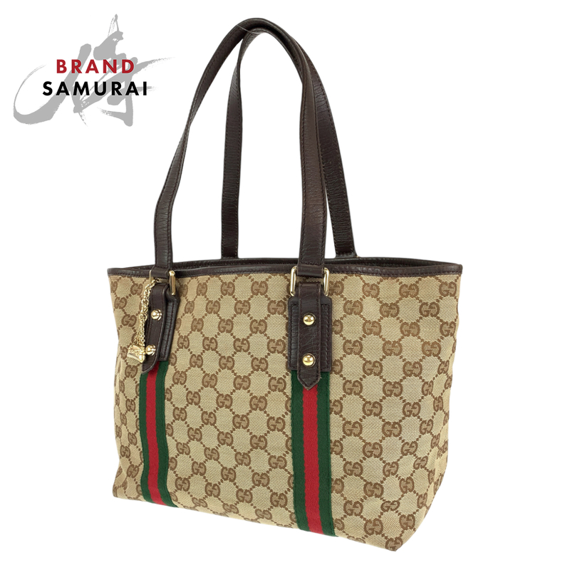 GUCCI グッチ シェリーライン ブラウン 茶 GGキャンバス レザー 137396 トートバッグ ハンドバッグ レディース 404863