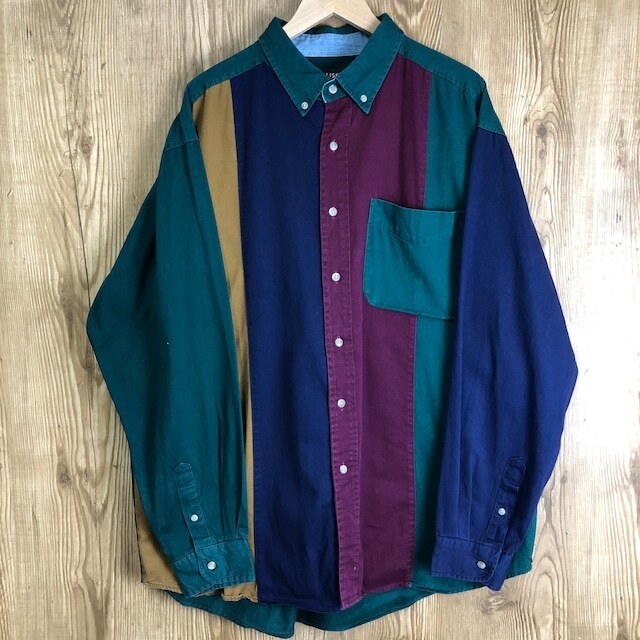 90s VINTAGE COLISEUM CLASSICS マルチカラー ボタンダウン 長袖シャツ メンズXLサイズ 90年代 ヴィンテージ 古着 e24031313