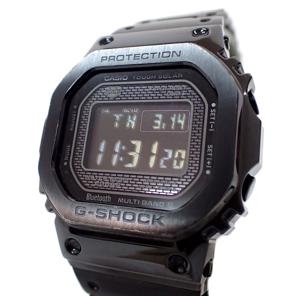 9MU CASIO カシオ G-SHOCK GMW-B5000GD-1JF 電波ソーラー腕時計 フルメタル オールブラック スクリューバック 社外ベルト 純正ベルト付き