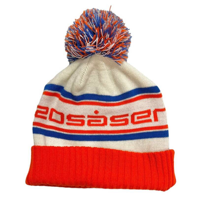 Rosasen ロサーセン ニット帽 ゴルフウェア ホワイト オレンジ ポンポン付き フリーサイズ 男女兼用 ユニセックス