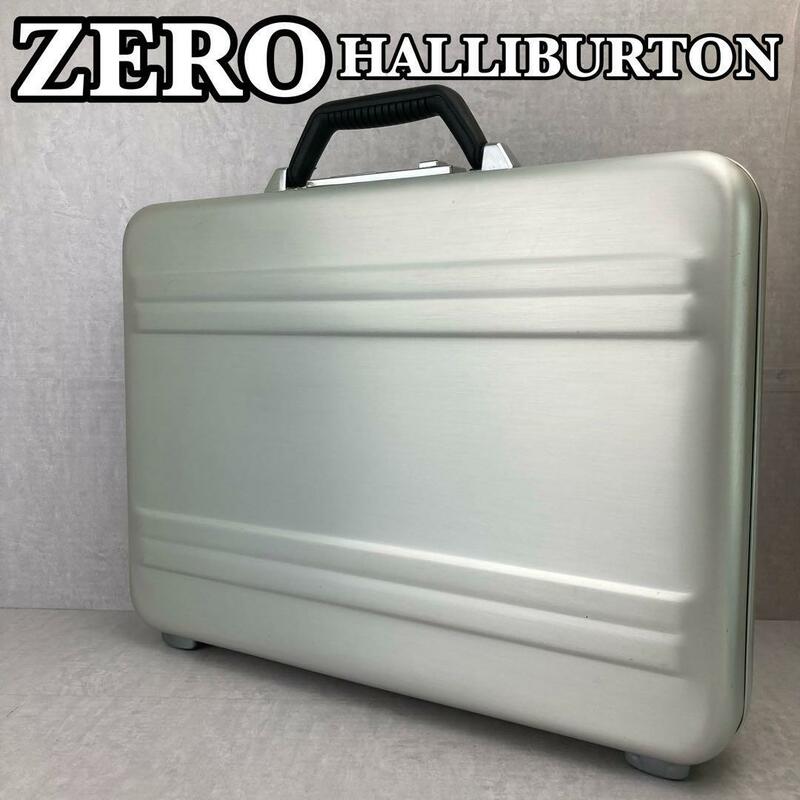 良品　ZERO HALLIVURTON　ゼロハリバートン　アルミ製アタッシュケース　ビジネスバッグ　シルバー　レザー　ダイヤルロック　メンズ　男性