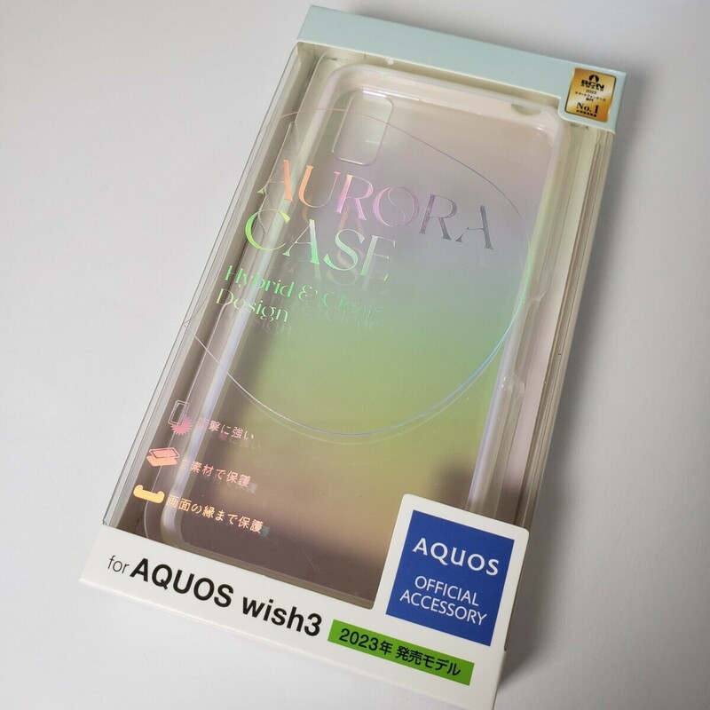 AQUOS wish3 ハイブリッドケース ホワイト オーロラ 0030