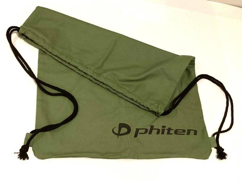 P86 ファイテン　巾着袋　リュック　緑　51㎝×45㎝　きんちゃく　綿　無地　引き紐付き　ロゴ入り　大サイズ　phiten 
