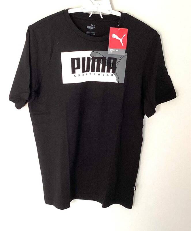 K25　新品未使用　プーマ　Tシャツ　黒　半袖　XLサイズ　チェスト98～102　ブラック　PUMA U字　