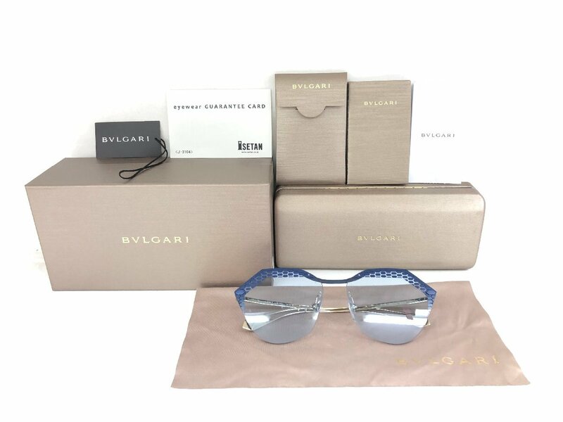送料無料 極美品 BVLGARI ブルガリ セルペンティ Serpenteyes 眼鏡 アイウェア サングラス 6109 2051 メタル ブルー系 メガネ