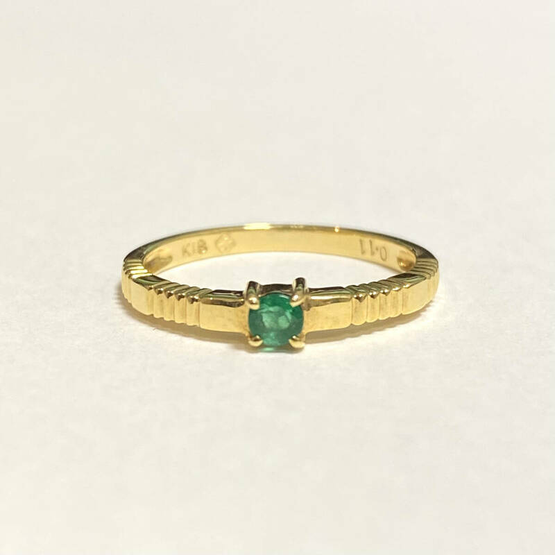 K18 ゴールドデザインリング 緑石 0.11ct 11号 1.7ｇ 指輪 アクセサリー