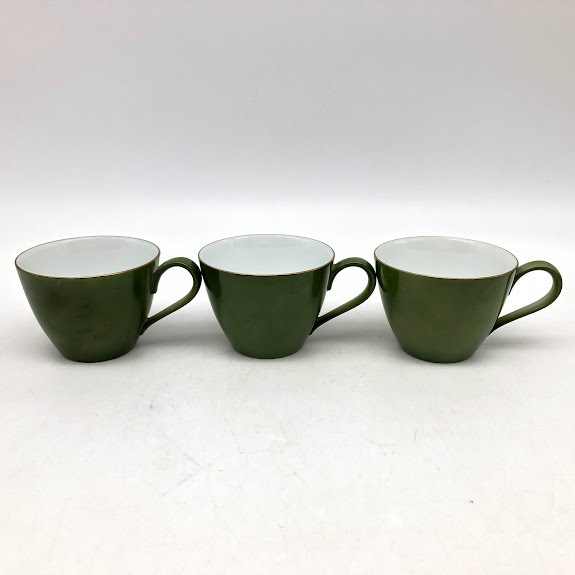 ★ss5873　ノリタケ　ワカバ　コーヒーカップ　3個セット　グリーン　Noritake　wakaba　カップ　緑　金彩　昭和レトロ　小ぶり★